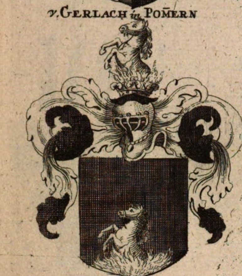 Arms of von Gerlach in Pomerania, plate 19 in the sixth volume of Siebmacher, 1783